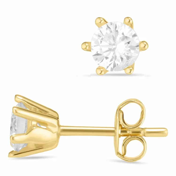 Echten solitärohrstecker in 9 karat gold mit zirkonen
