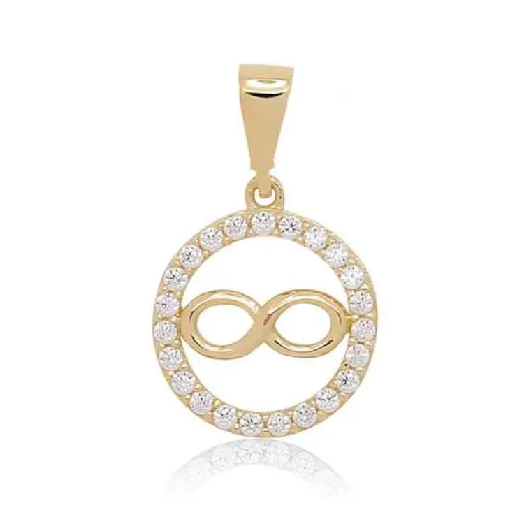 Runder infinity Zirkon Anhänger aus 9 Karat Gold