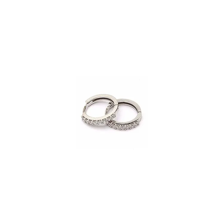 12 mm kreole in 9 karat weißgold mit zirkonen
