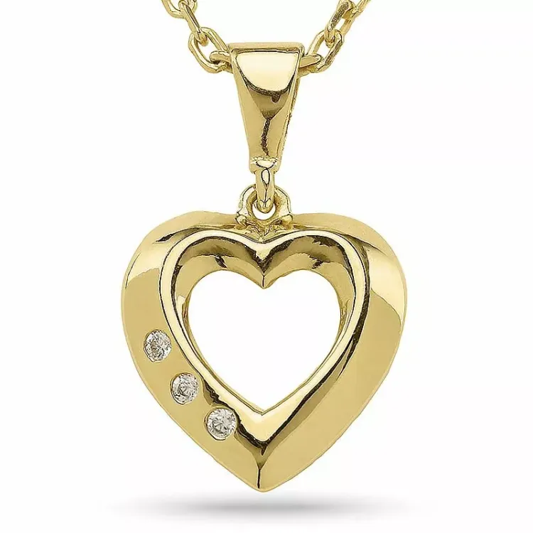 Herz Halskette aus vergoldetem Sterlingsilber und Herzförmiger Anhänger aus 9 Karat Gold