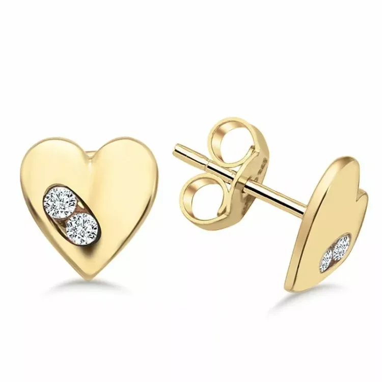 Herz Ohrstecker in 9 Karat Gold mit