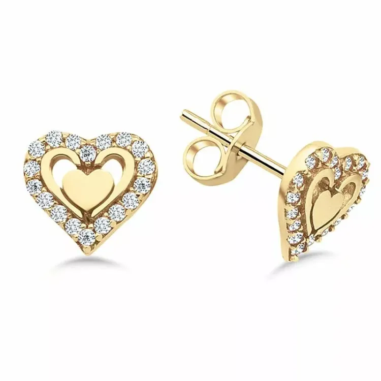 Herz Ohrstecker in 9 Karat Gold mit