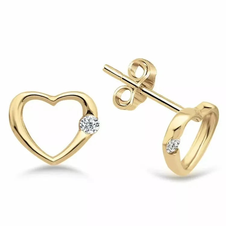 Herz Ohrstecker in 9 Karat Gold mit 
