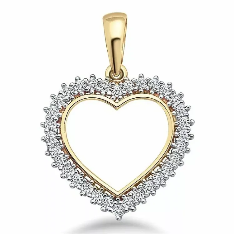 Großer Herz Anhänger aus 9 Karat Gold und Weißgold