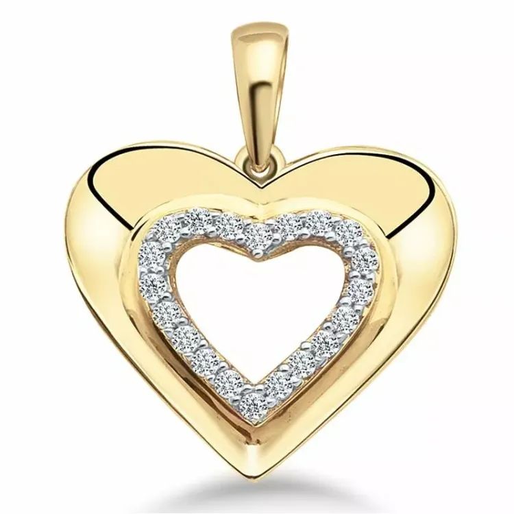 Herz Anhänger aus 9 Karat Gold und Weißgold