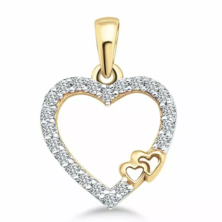 Doppeltes Herz Anhänger aus 9 Karat Gold und Weißgold