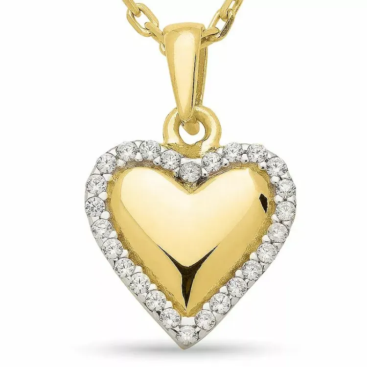 Herz Halskette aus vergoldetem Sterlingsilber und Anhänger aus 9 Karat Gold