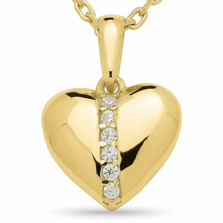 Herz Halskette aus vergoldetem Sterlingsilber und Anhänger aus 9 Karat Gold