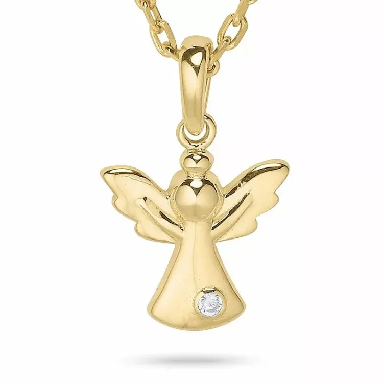 Engel halskette aus vergoldetem sterlingsilber und anhänger aus 9 karat gold