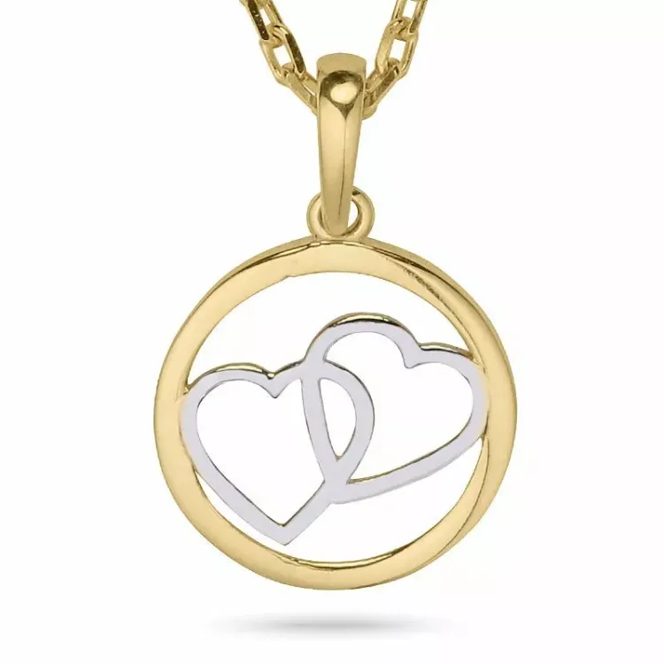 Herz halskette aus vergoldetem sterlingsilber und anhänger aus 9 karat gold