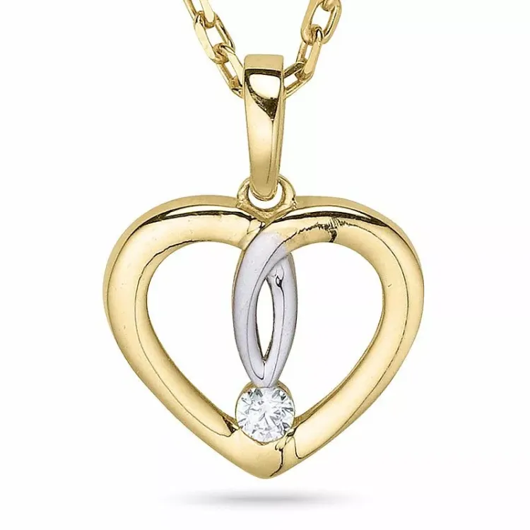 Herz halskette aus vergoldetem sterlingsilber und anhänger aus 9 karat gold