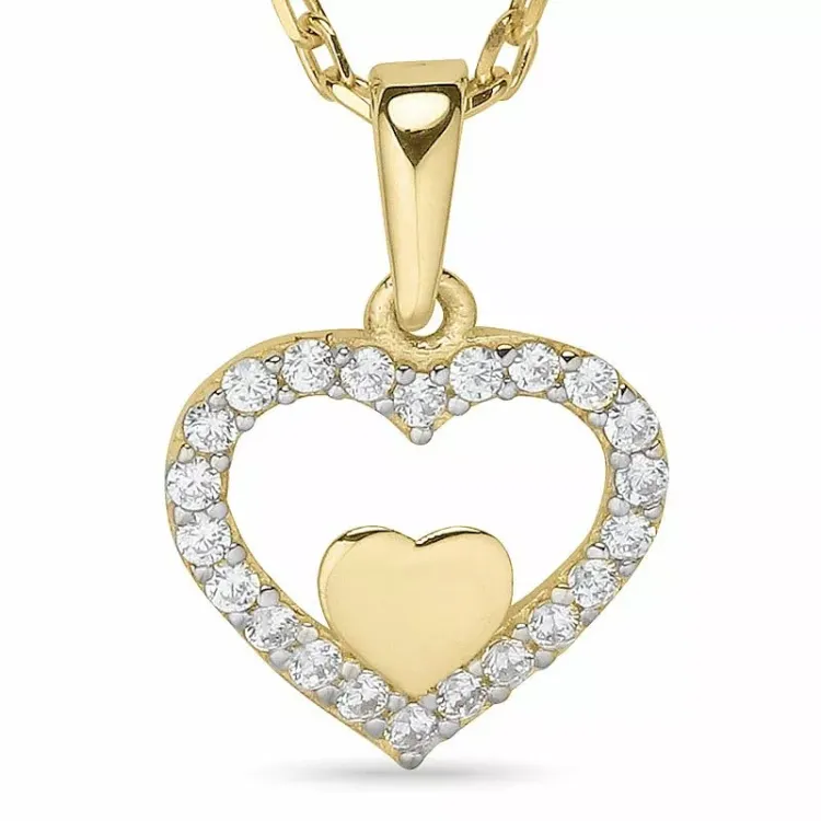 Herz Halskette aus vergoldetem Sterlingsilber und Anhänger aus 9 Karat Gold
