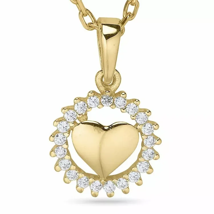 Herz halskette aus vergoldetem sterlingsilber und anhänger aus 9 karat gold