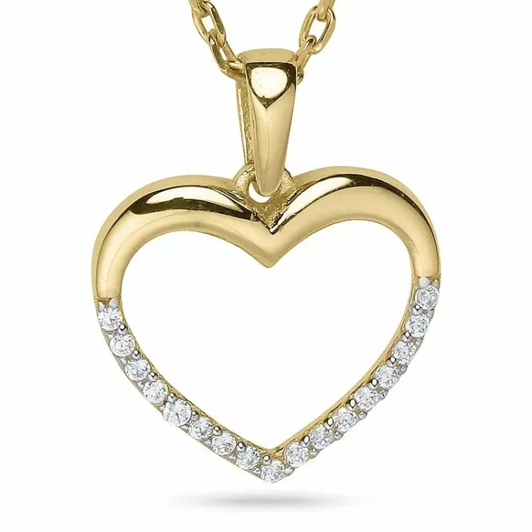Herz halskette aus vergoldetem sterlingsilber und anhänger aus 9 karat gold