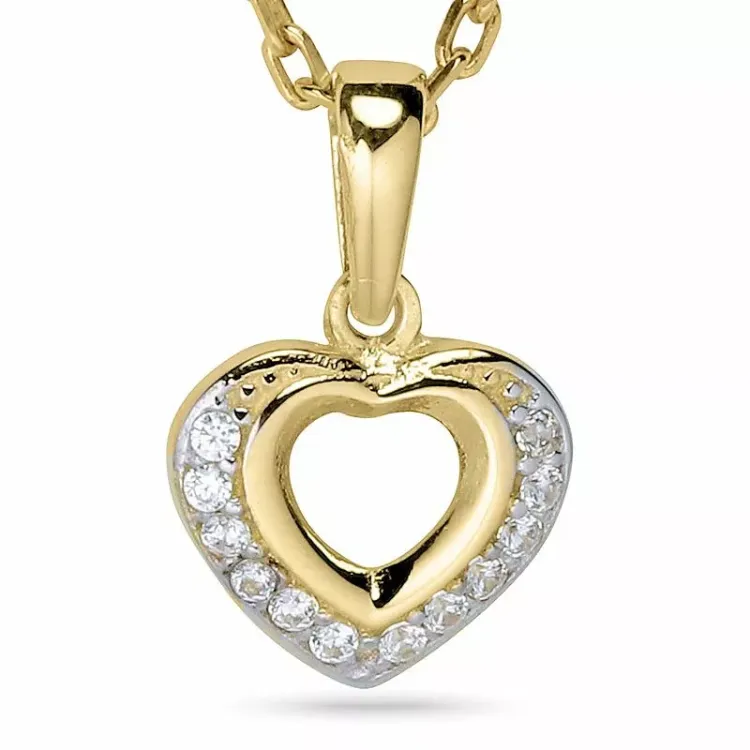 Herz halskette aus vergoldetem sterlingsilber und anhänger aus 9 karat gold