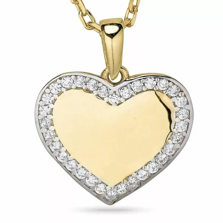 Herz halskette aus vergoldetem sterlingsilber und anhänger aus 9 karat gold