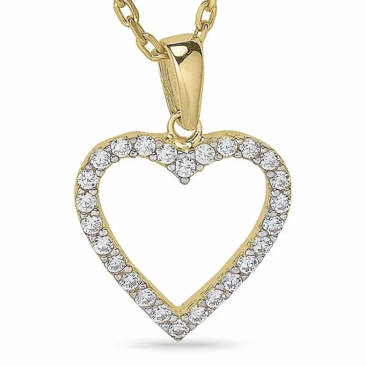 Herz halskette aus vergoldetem sterlingsilber und anhänger aus 9 karat gold