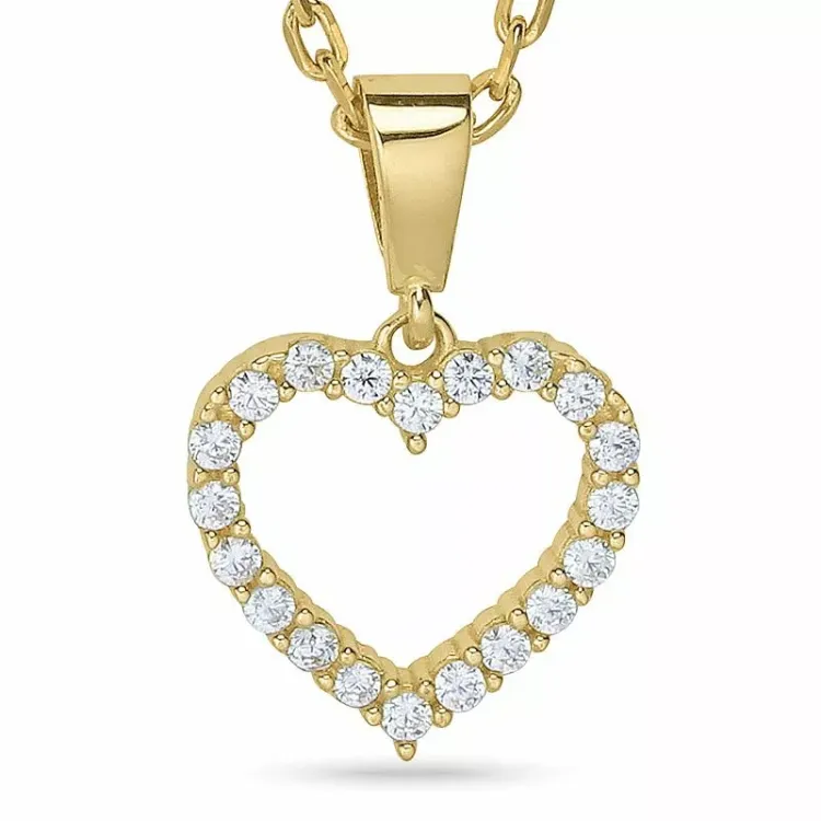 Herz halskette aus vergoldetem sterlingsilber und anhänger aus 9 karat gold