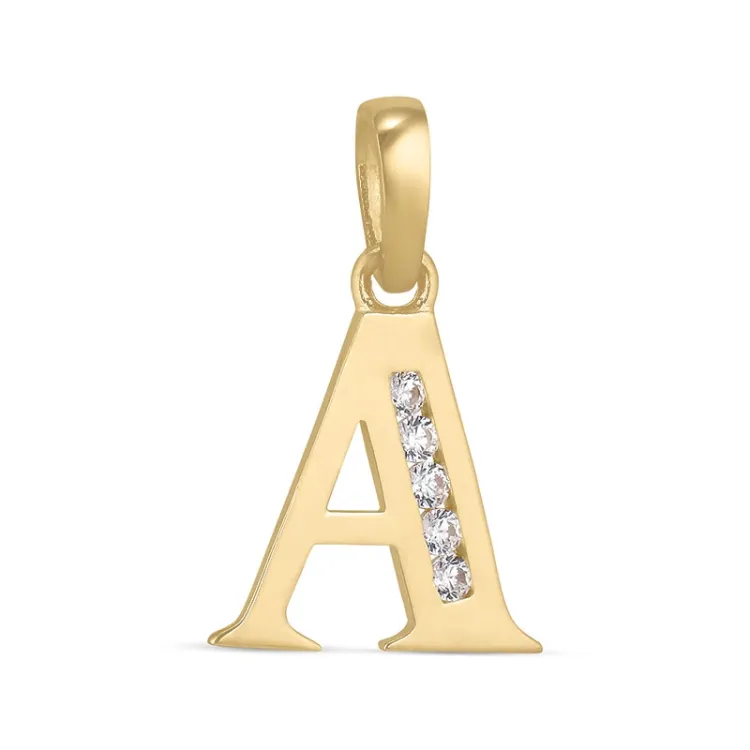 buchstab a Zirkon Anhänger aus 9 Karat Gold - My Letter
