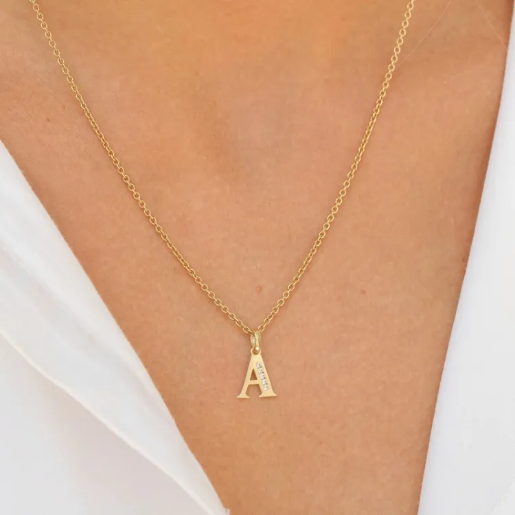 buchstab a Zirkon Anhänger aus 9 Karat Gold - My Letter