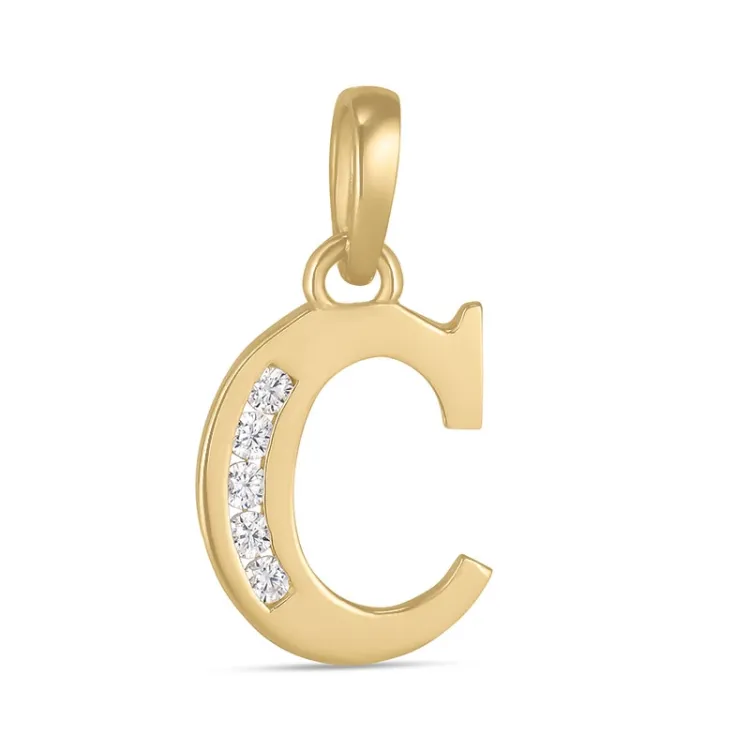 buchstab c Zirkon Anhänger aus 9 Karat Gold - My Letter