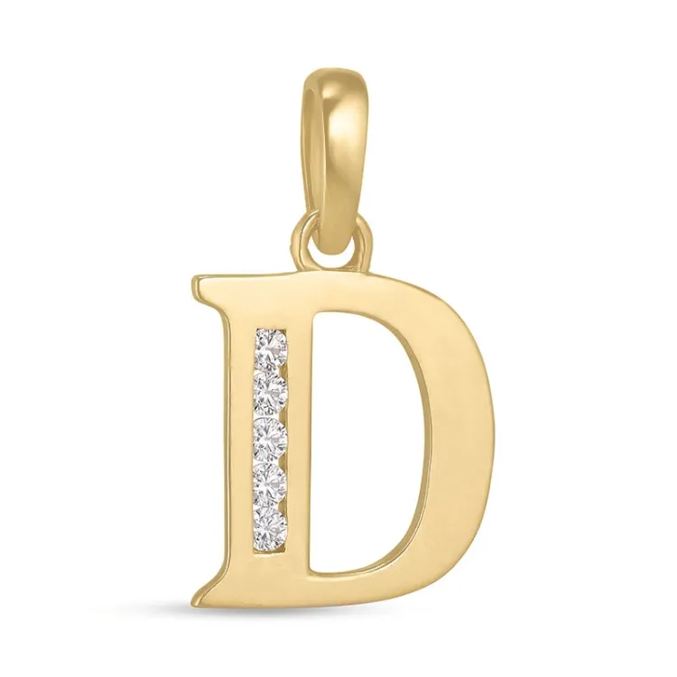 buchstab d Zirkon Anhänger aus 9 Karat Gold - My Letter