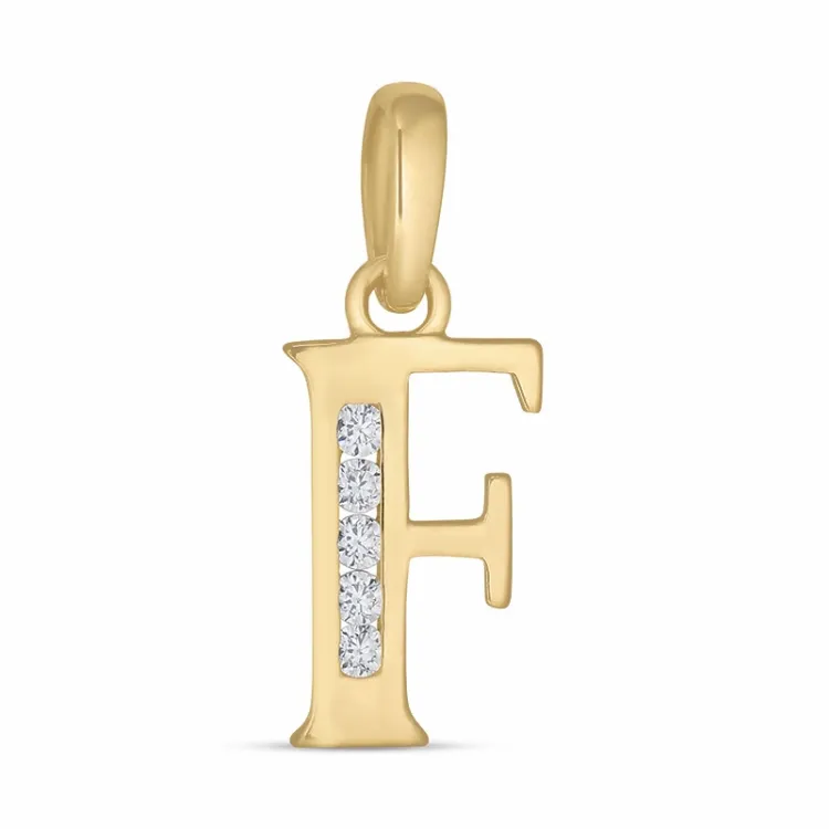 buchstab f Zirkon Anhänger aus 9 Karat Gold - My Letter