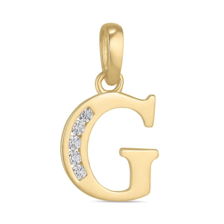 buchstab g Zirkon Anhänger aus 9 Karat Gold - My Letter