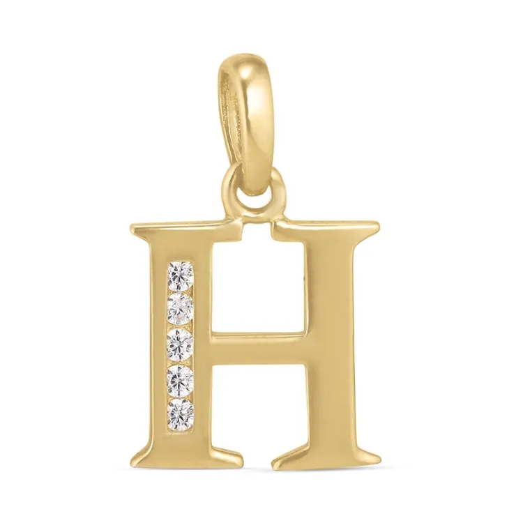 buchstab h Zirkon Anhänger aus 9 Karat Gold - My Letter