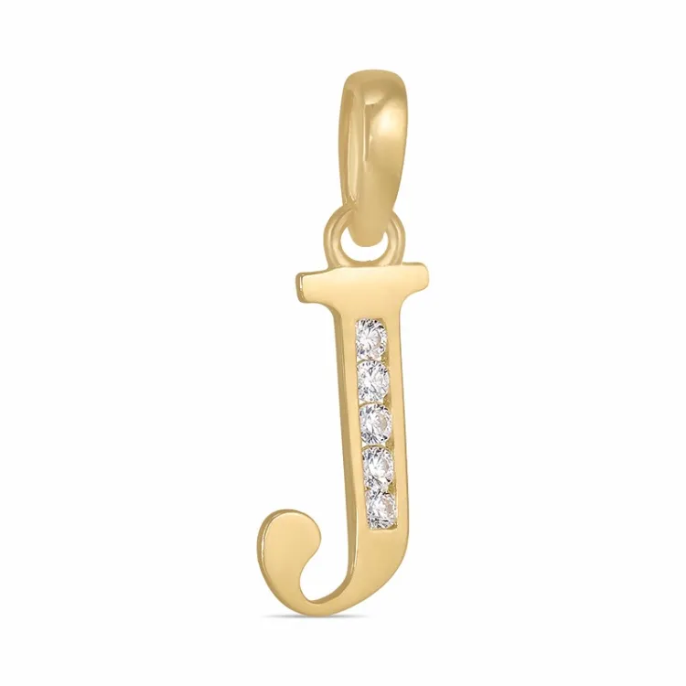 buchstab j Zirkon Anhänger aus 9 Karat Gold - My Letter