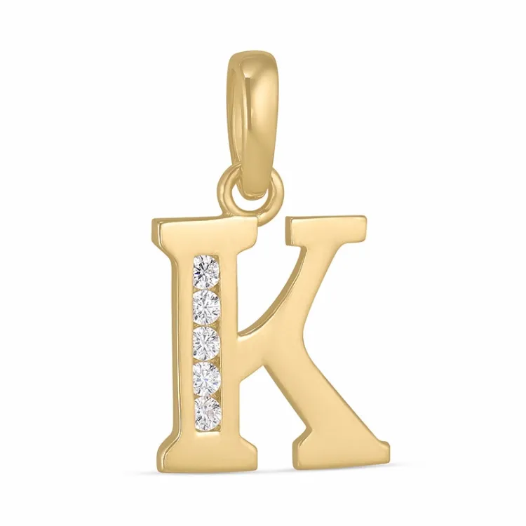 buchstab k Zirkon Anhänger aus 9 Karat Gold - My Letter