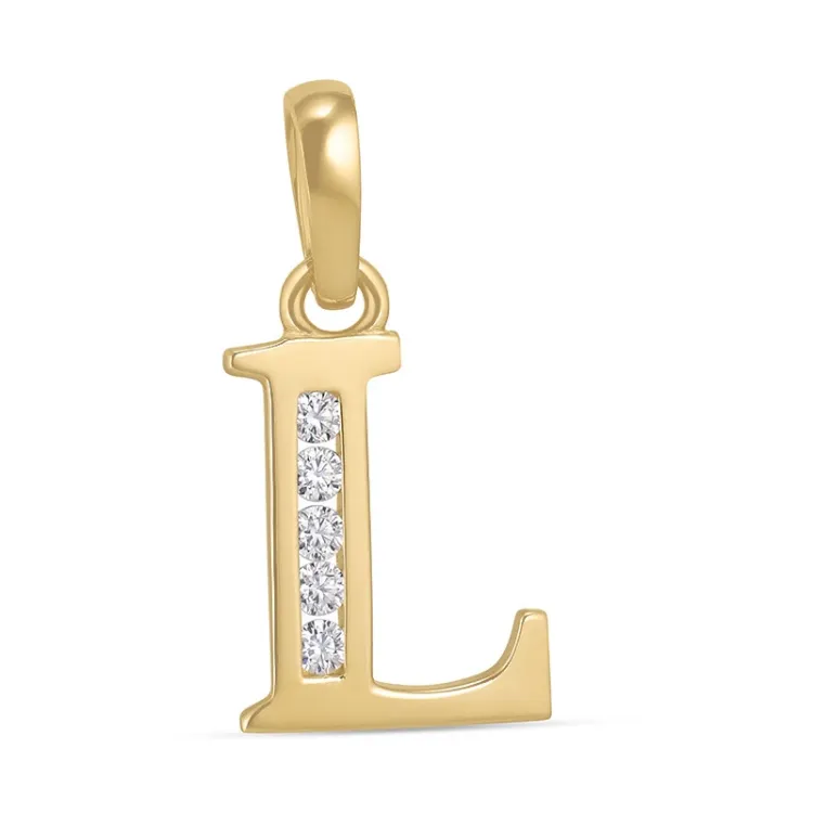 buchstab l Zirkon Anhänger aus 9 Karat Gold - My Letter