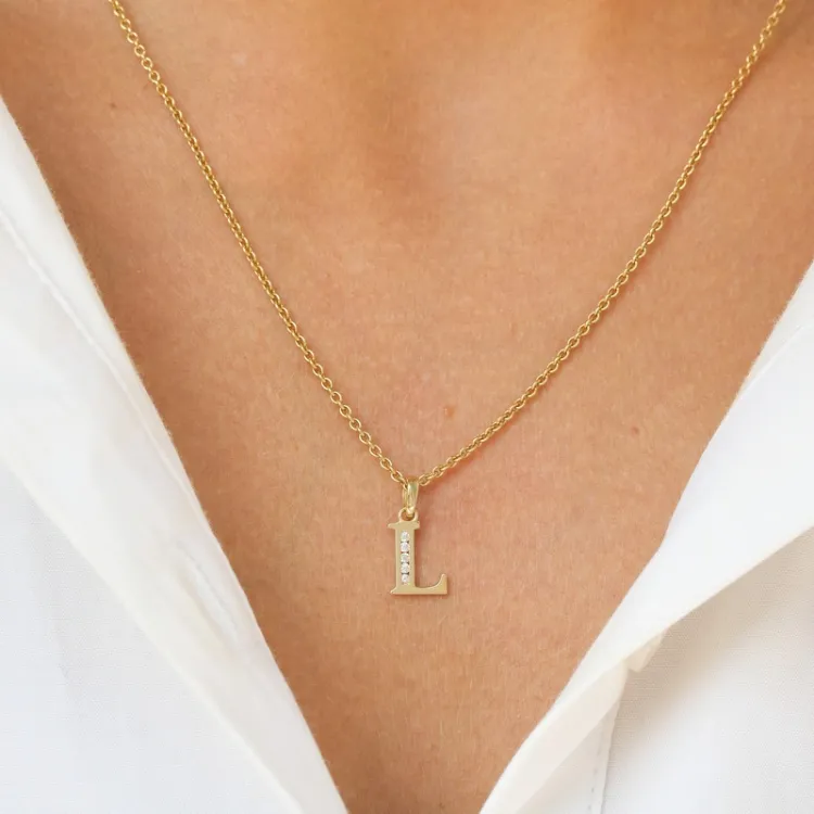 buchstab l Zirkon Anhänger aus 9 Karat Gold - My Letter