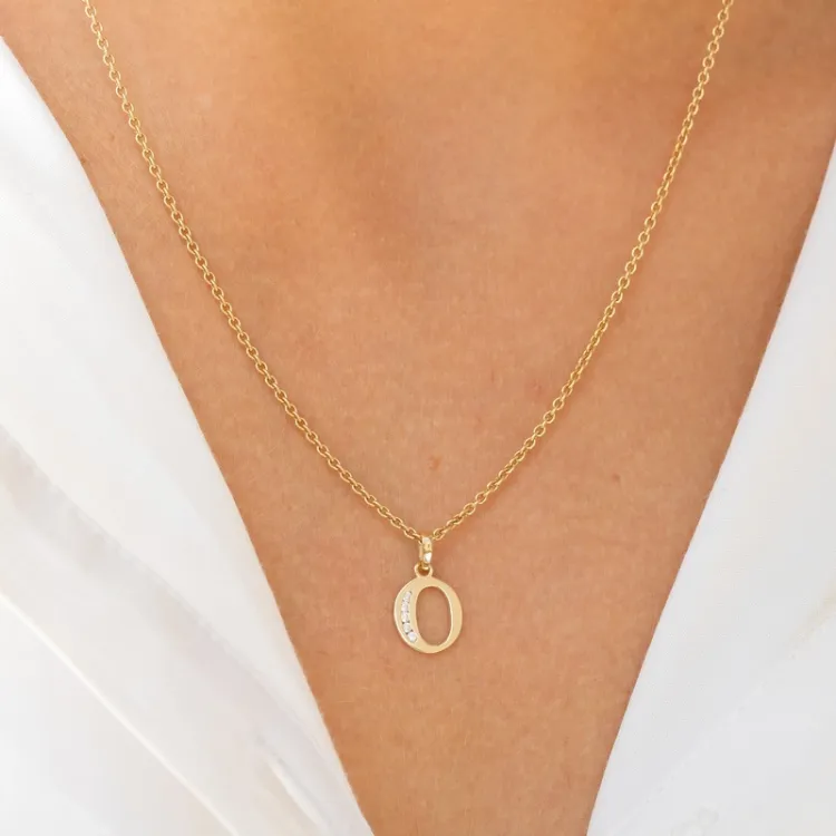 buchstab o Zirkon Anhänger aus 9 Karat Gold - My Letter