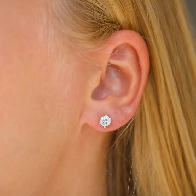runden Ohrstecker in 9 Karat Gold mit Zirkon - Gold Collection