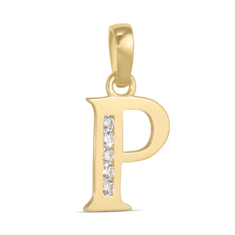 buchstab p Zirkon Anhänger aus 9 Karat Gold - My Letter