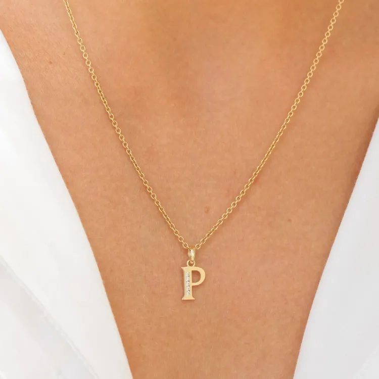 buchstab p Zirkon Anhänger aus 9 Karat Gold - My Letter