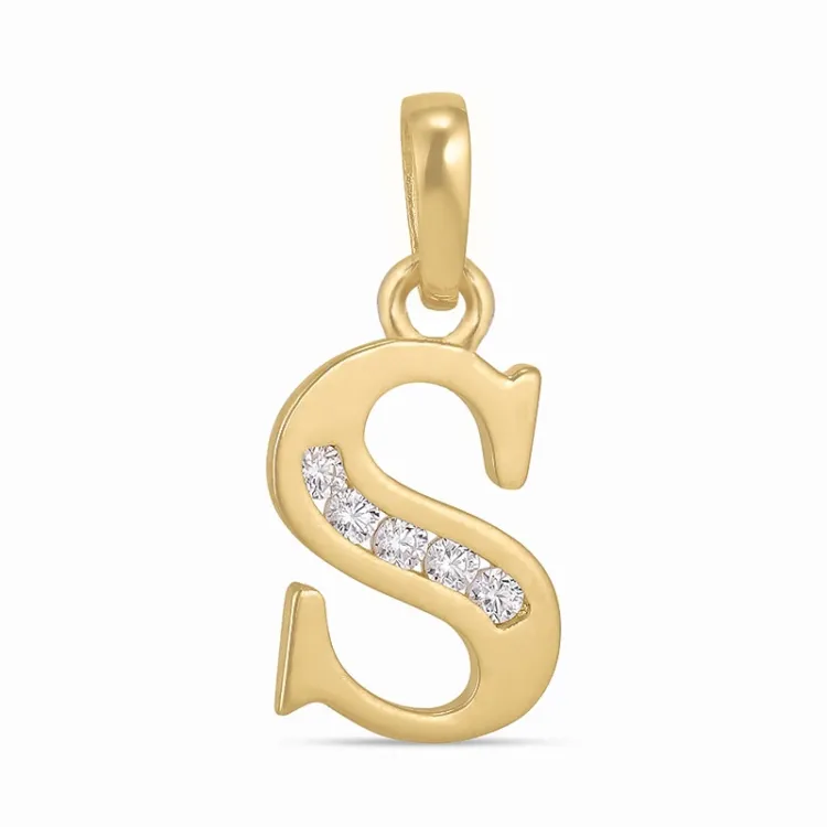 buchstab s Zirkon Anhänger aus 9 Karat Gold - My Letter