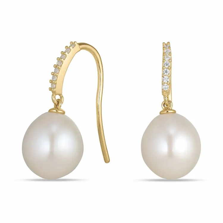 Perleohrringe in 9 Karat Gold mit Zirkon - Gold Collection