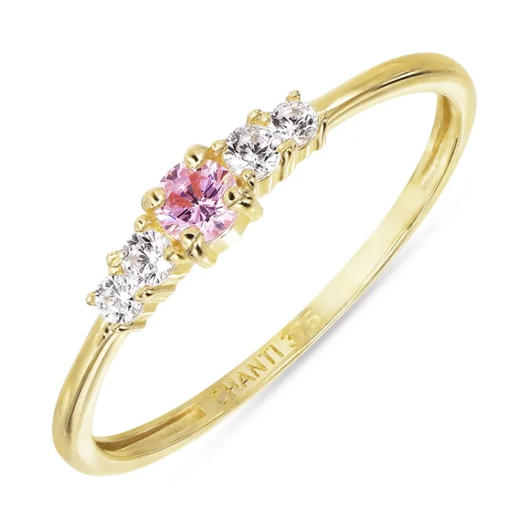 eng rosa Zirkon Ring aus 9 Karat Gold - Gold Collection