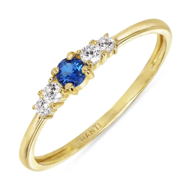 eng blauem Zirkon Ring aus 9 Karat Gold - Gold Collection