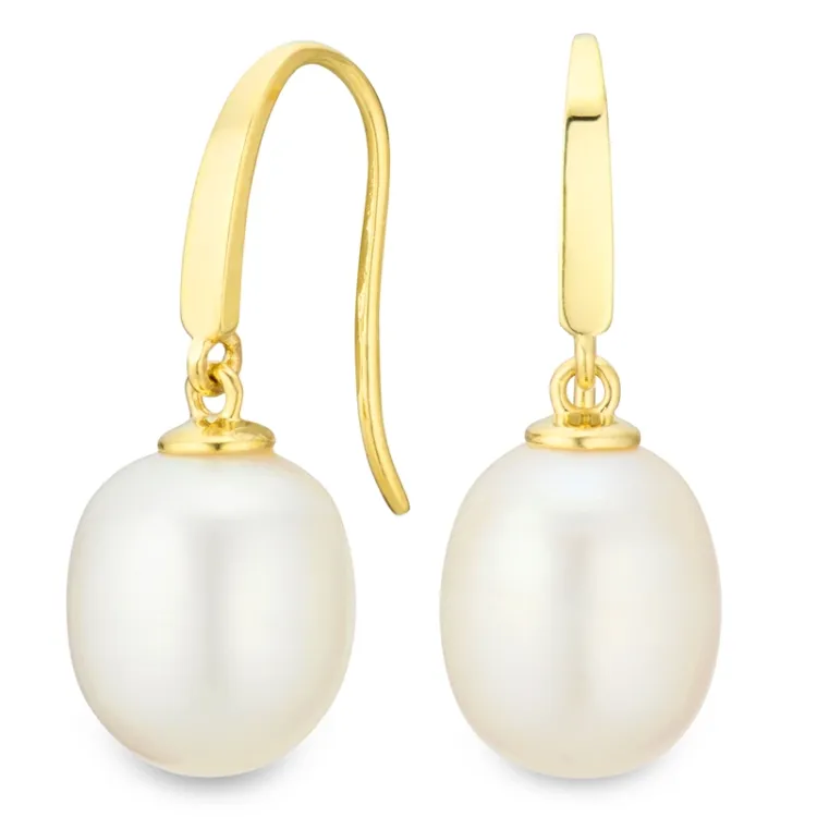 9-9,5 mm Perle Ohrringe in 9 Karat Gold - Gold Collection