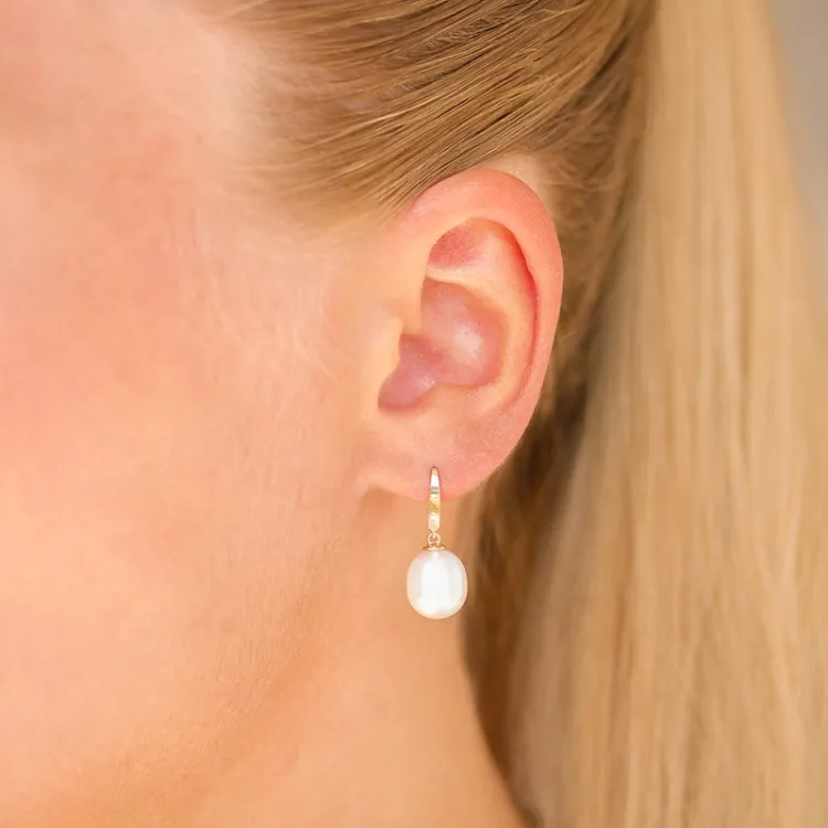 9-9,5 mm Perle Ohrringe in 9 Karat Gold - Gold Collection