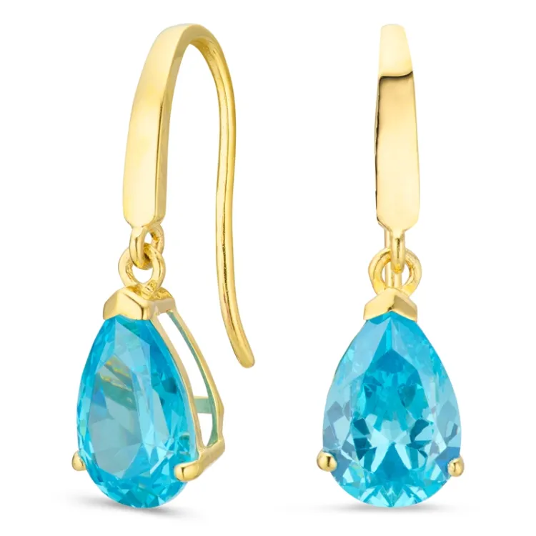 tropfenförmiger Ohrringe in 9 Karat Gold mit synthetische Topas und Zirkon - Gold Collection