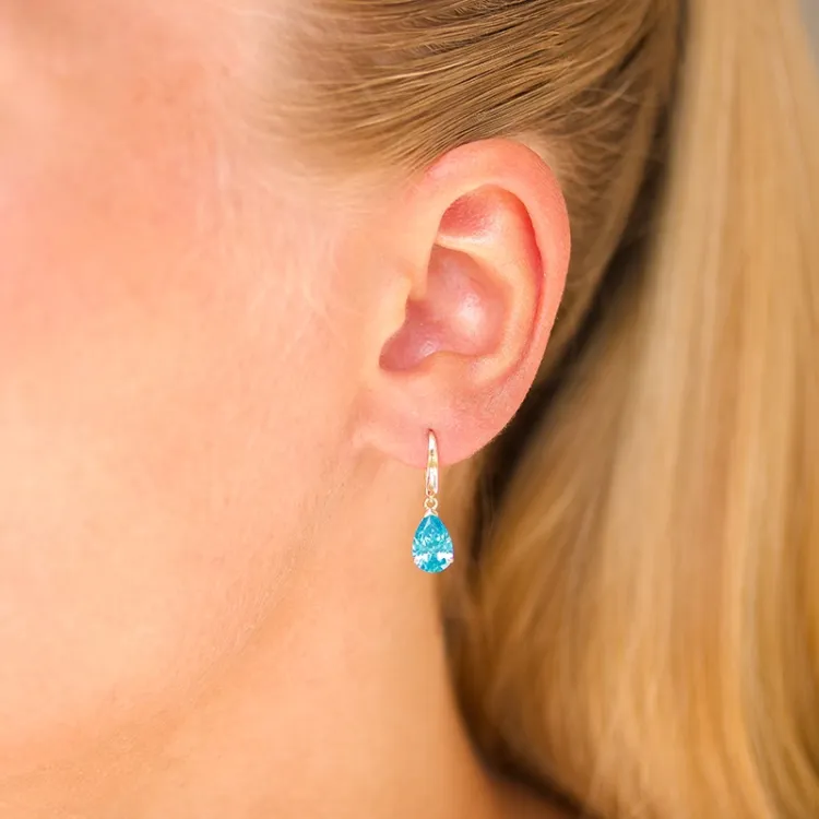 tropfenförmiger Ohrringe in 9 Karat Gold mit synthetische Topas und Zirkon - Gold Collection