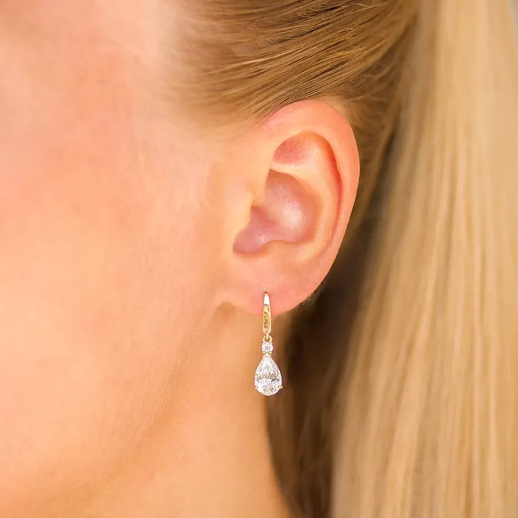 tropfenförmiger Ohrringe in 9 Karat Gold mit Zirkon - Gold Collection