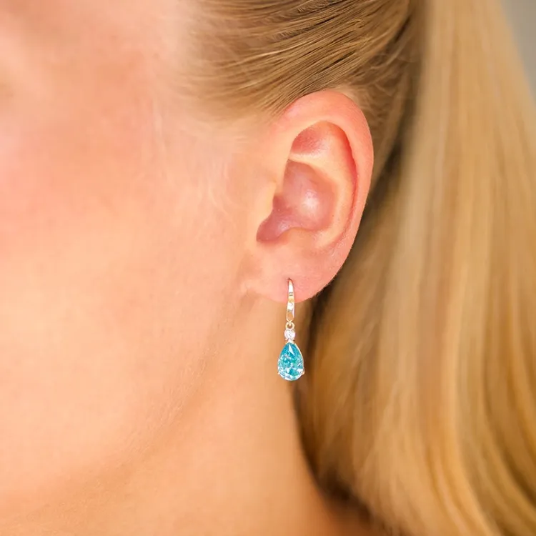 tropfenförmiger Ohrringe in 9 Karat Gold mit synthetische Topas und Zirkon - Gold Collection