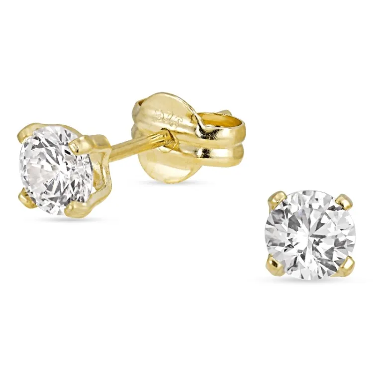 4,5 mm runden Ohrstecker in 9 Karat Gold mit Zirkon - Gold Collection