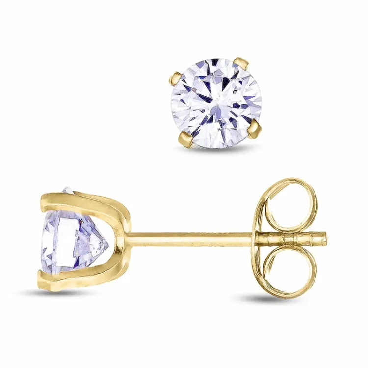 5,5 mm runden Ohrstecker in 9 Karat Gold mit Zirkon - Gold Collection