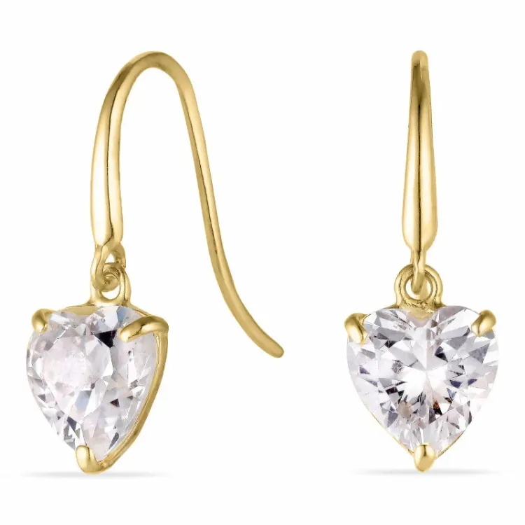 Herz Ohrringe in 9 Karat Gold mit Zirkon - Gold Collection